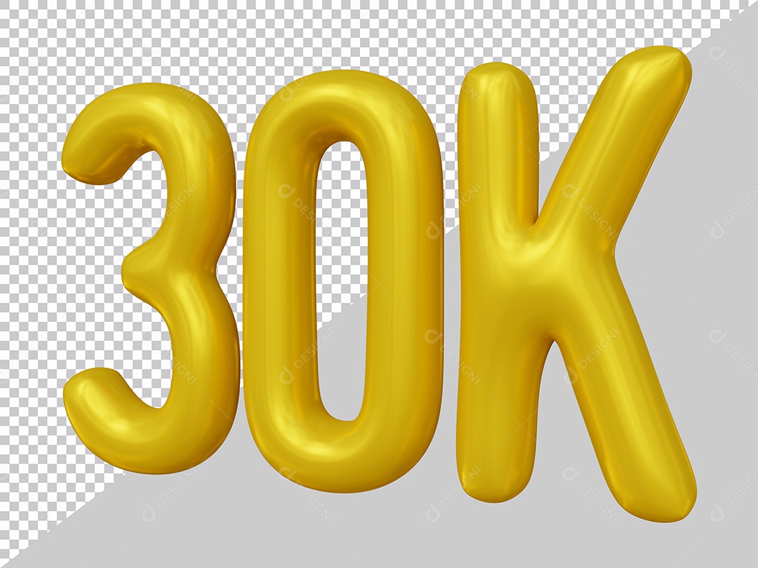 Elemento 3D 30K De Seguidores Dourado Para Composição PSD