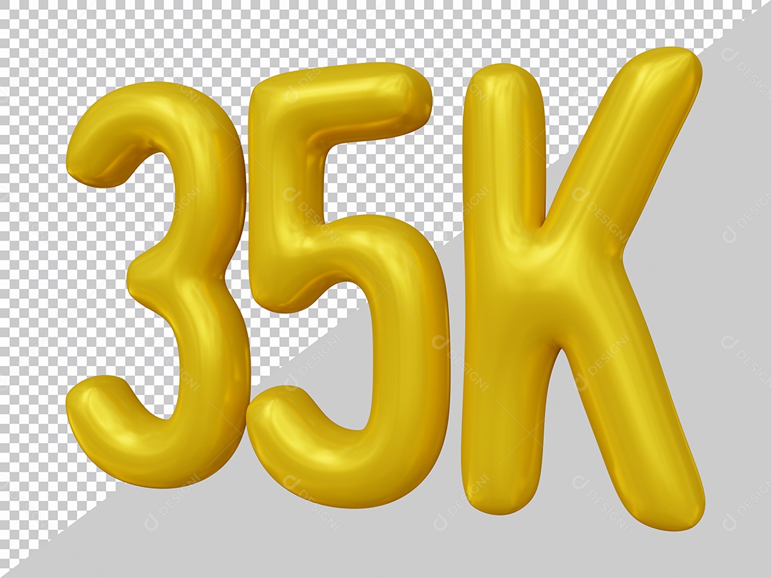Elemento 3D 35K De Seguidores Dourado Para Composição PSD