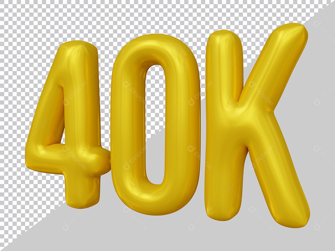 Elemento 3D 40K De Seguidores Dourado Para Composição PSD