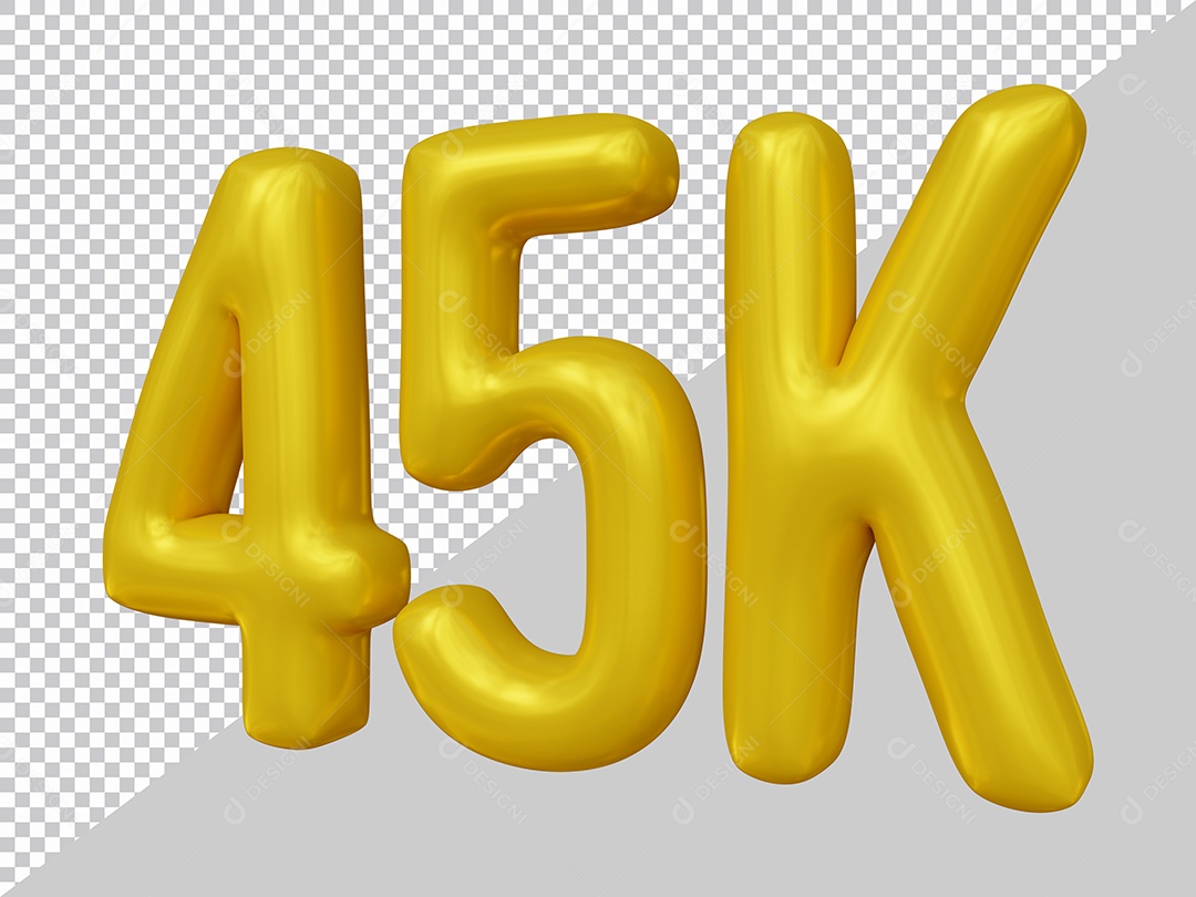 Elemento 3D 45K De Seguidores Dourado Para Composição PSD