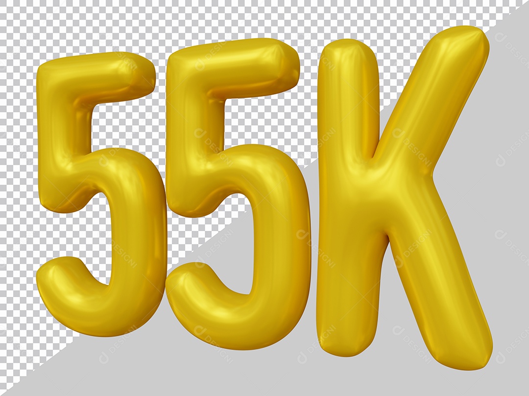 Elemento 3D 55K De Seguidores Dourado Para Composição PSD