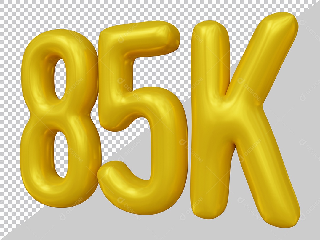 Elemento 3D 85K De Seguidores Dourado Para Composição PSD