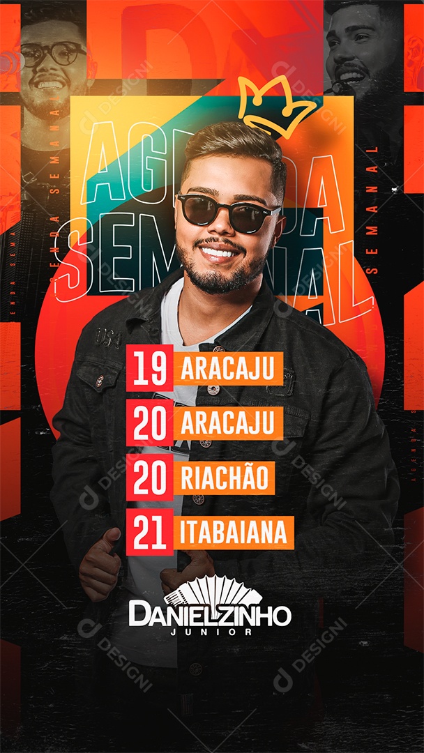 Social Media Agenda Semanal Cantor Danielzinho Jr PSD Editável