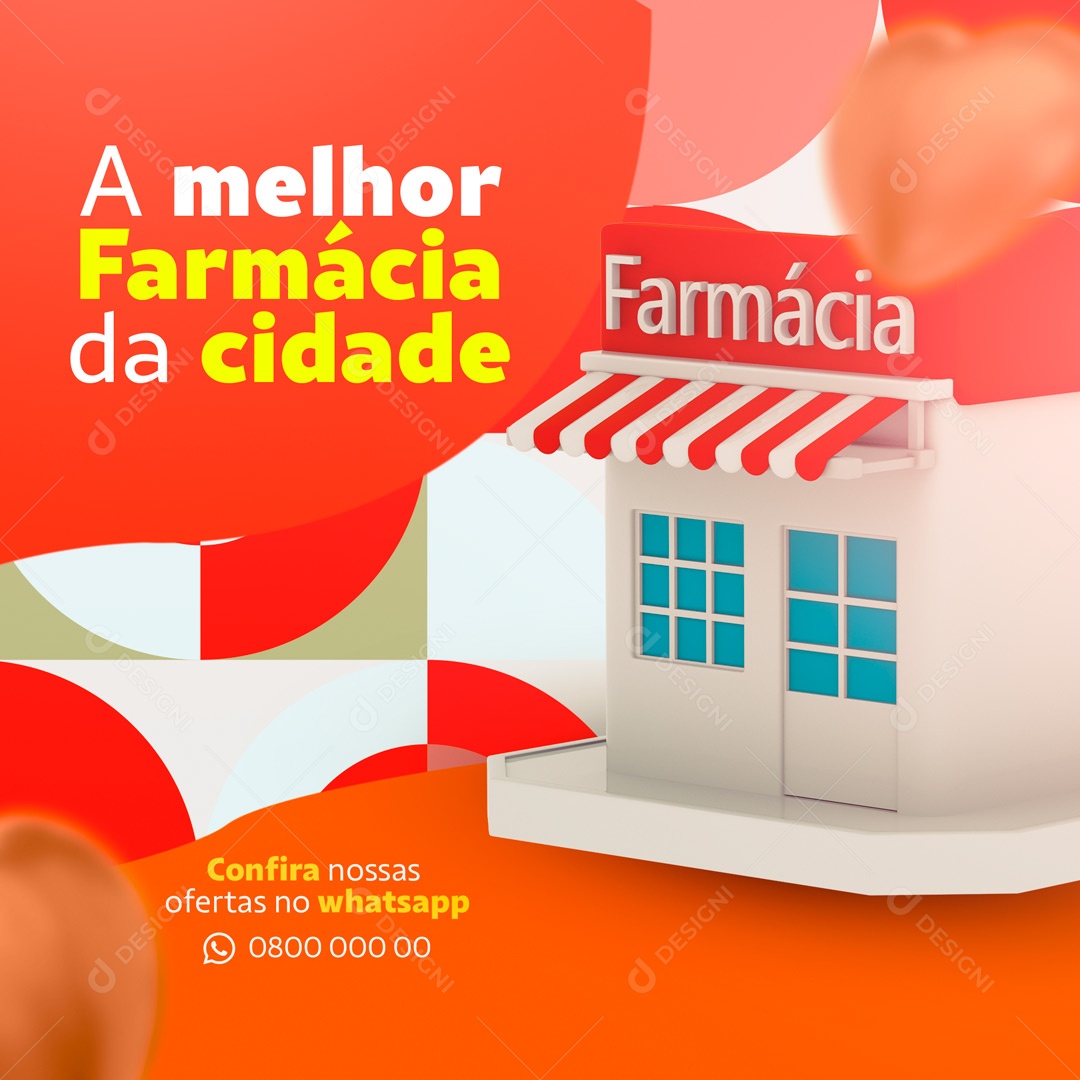 Post Farmácia Drogaria A Melhor da Cidade Social Media PSD Editável