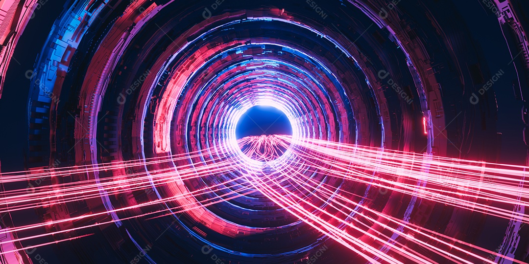 Corredor em luzes neon