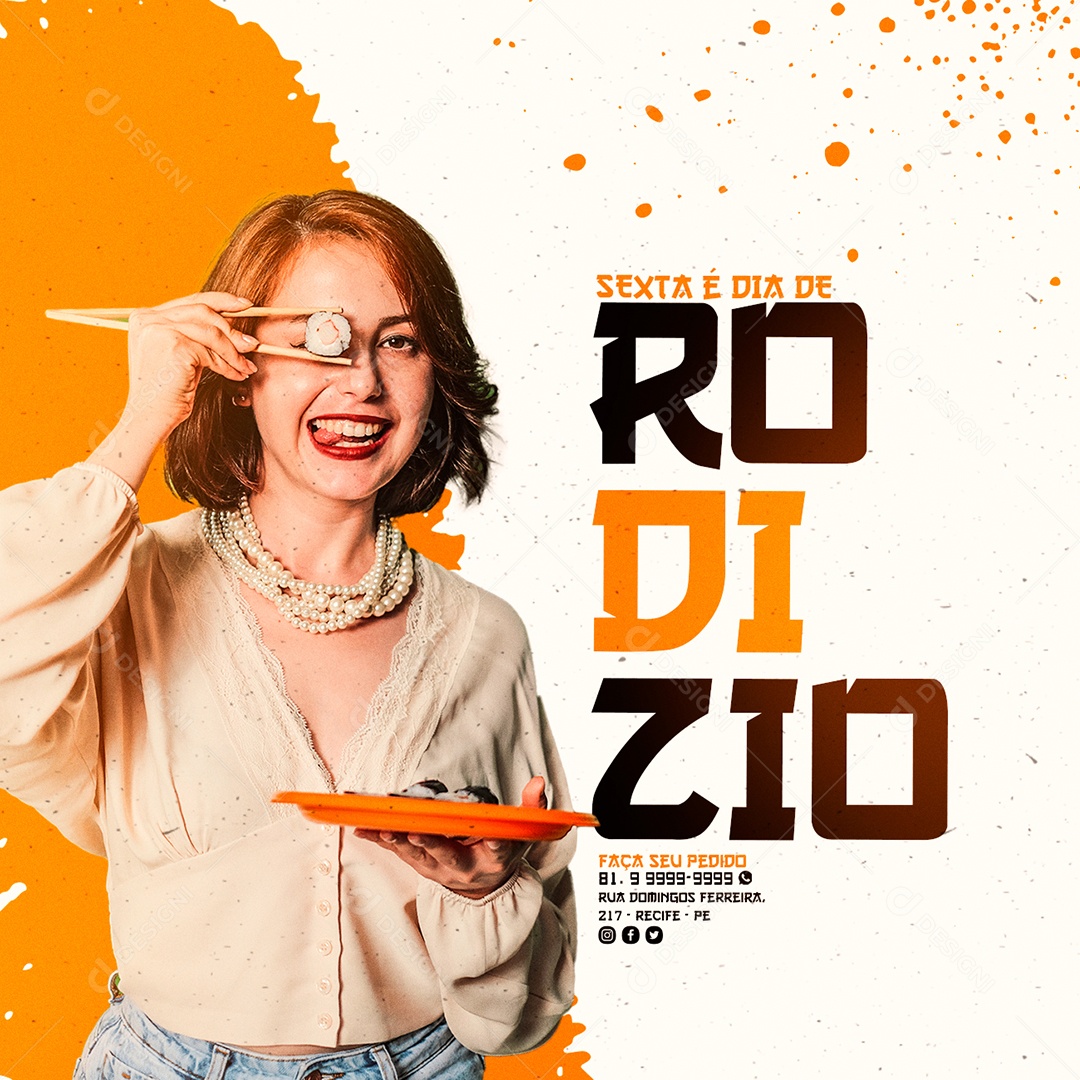 Sexta é Dia de Rodizio Comida Japonêsa Social Media PSD Editável
