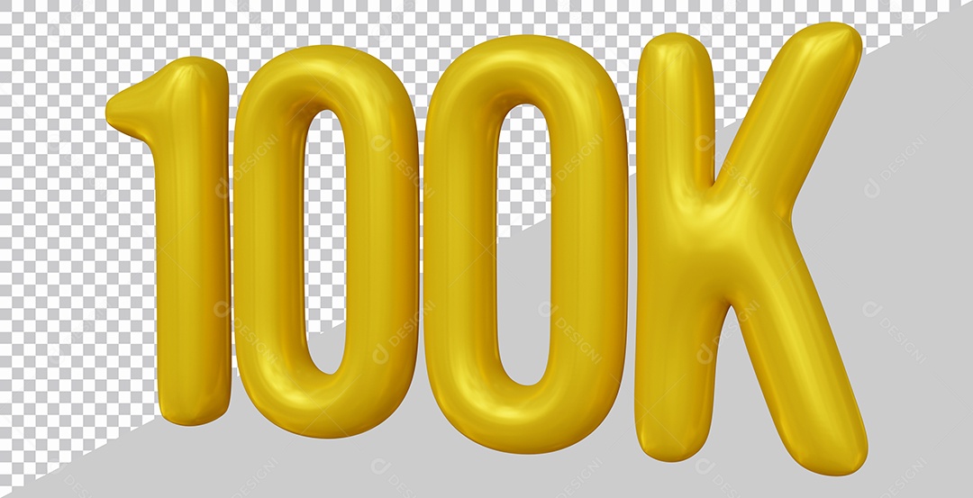 Elemento 3D 100K De Seguidores Dourado Para Composição PSD