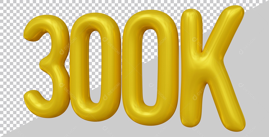 Elemento 3D 300K De Seguidores Dourado Para Composição PSD