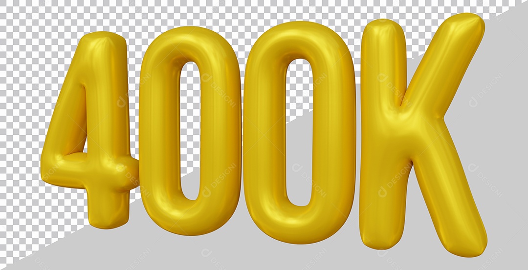 Elemento 3D 400K De Seguidores Dourado Para Composição PSD