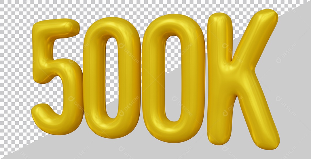 Elemento 3D 500K De Seguidores Dourado Para Composição PSD