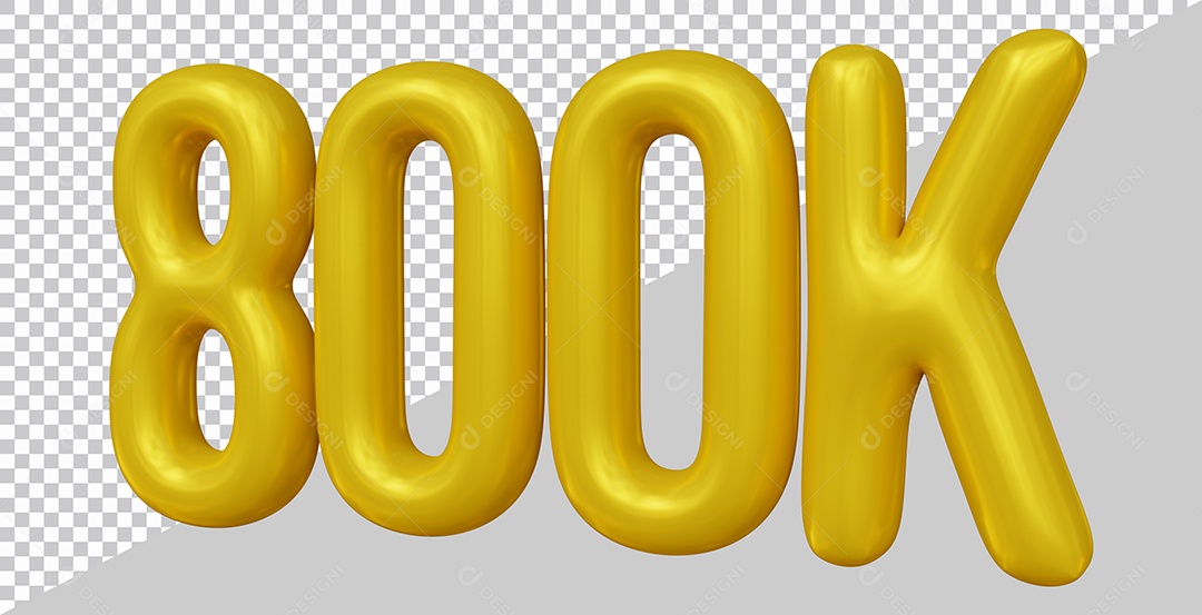 Elemento 3D 800K De Seguidores Dourado Para Composição PSD