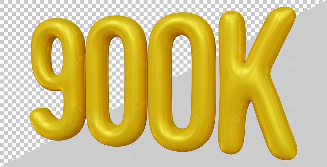 Elemento 3D 900K De Seguidores Dourado Para Composição PSD