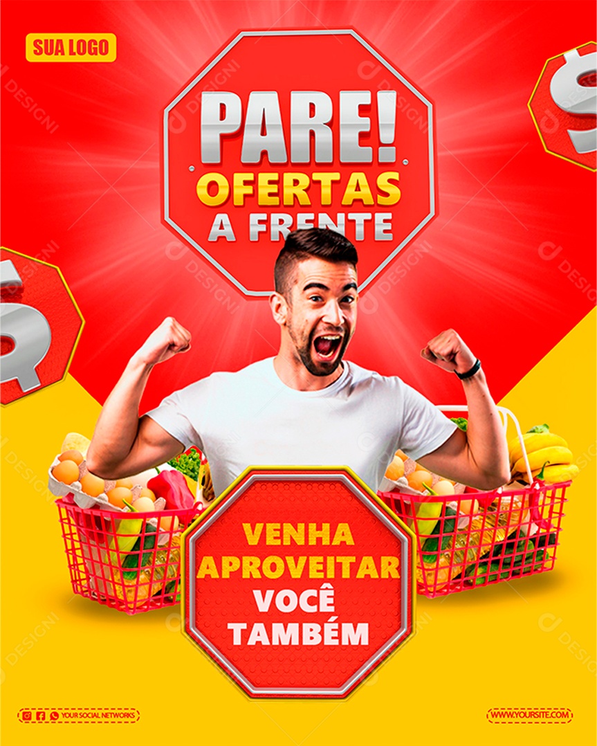Social Media Supermercado Para Ofertas a Frente PSD Editável