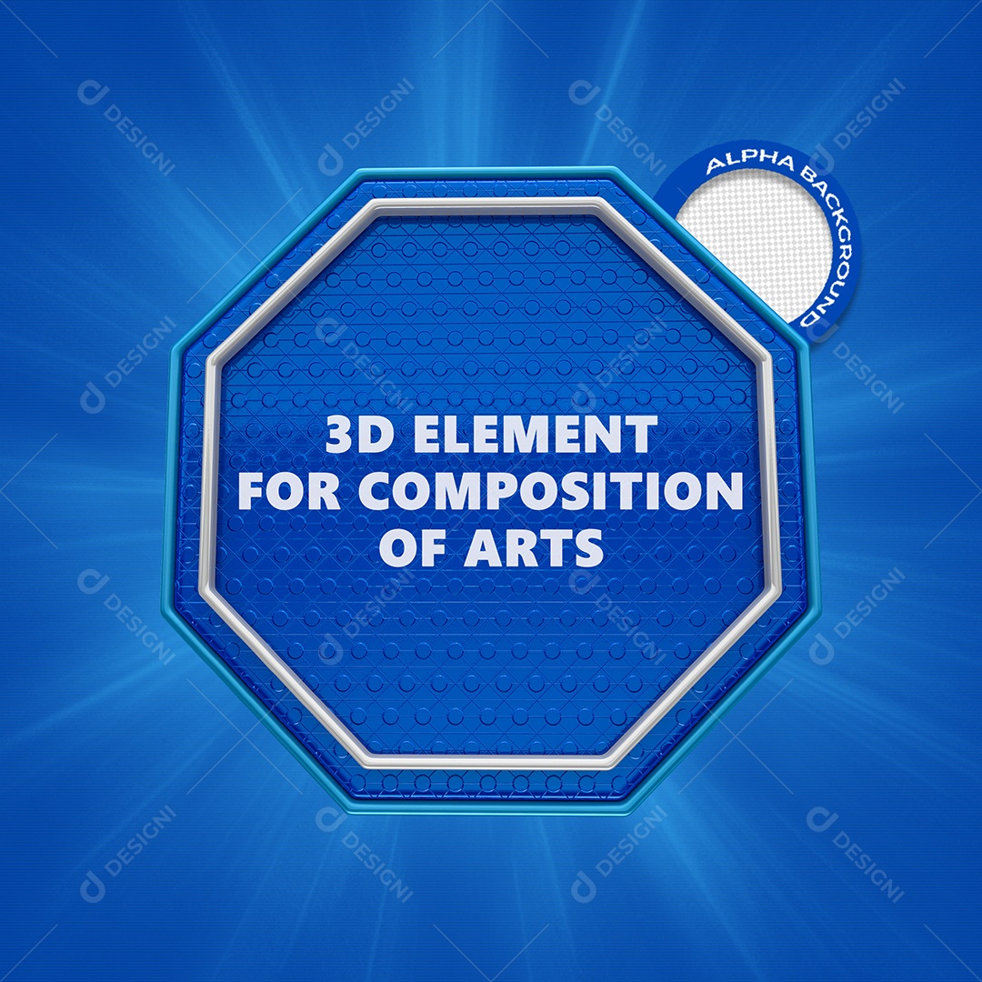 Elemento 3D Forma Hexagono Azul Para Composição de Texto PSD