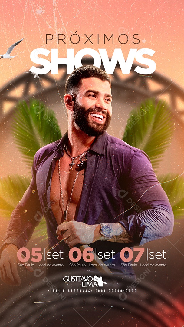 Story Próximos Shows Gusttavo Lima Flyers Social Media PSD Editável