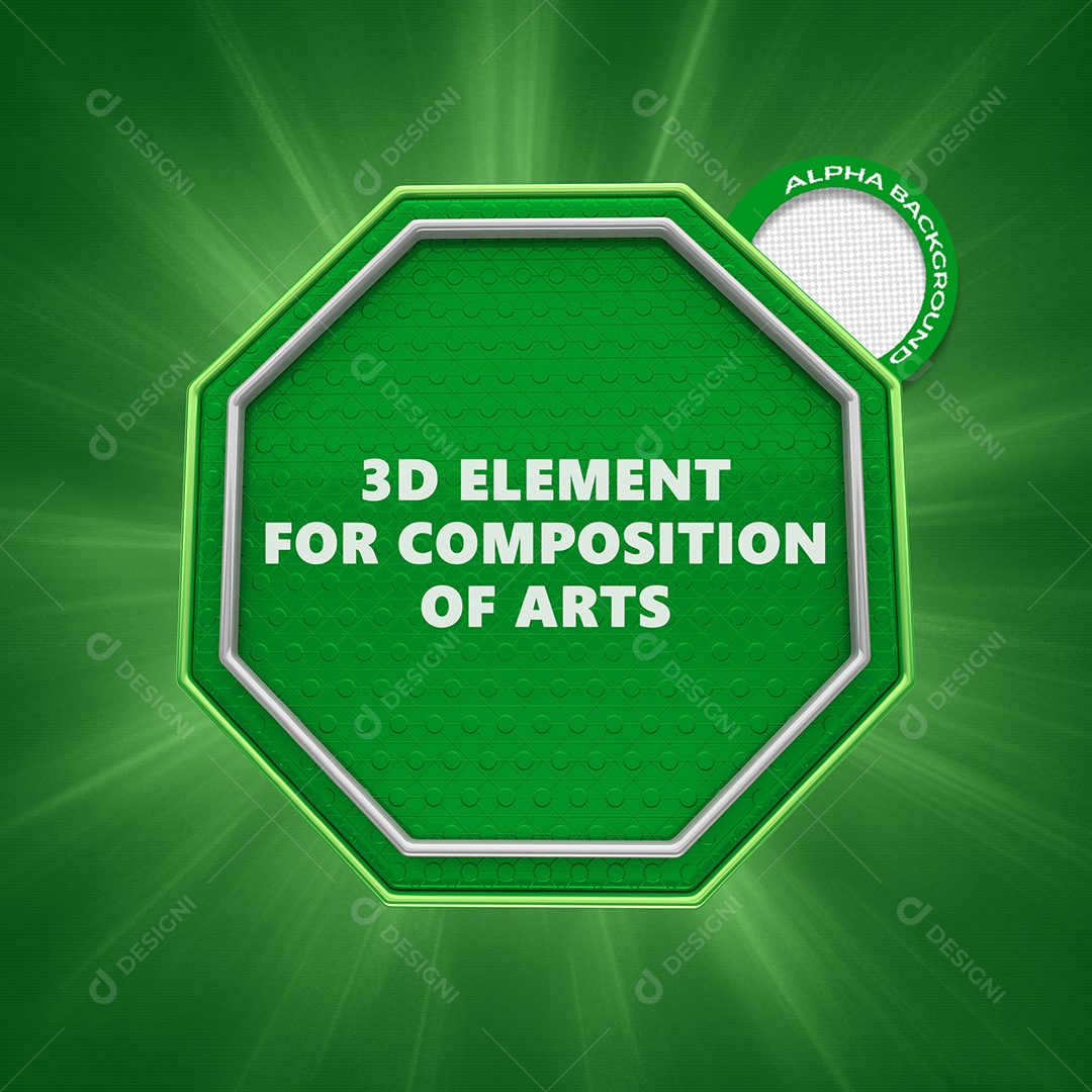 Elemento 3D Forma Hexagono Verde Para Composição de Texto PSD
