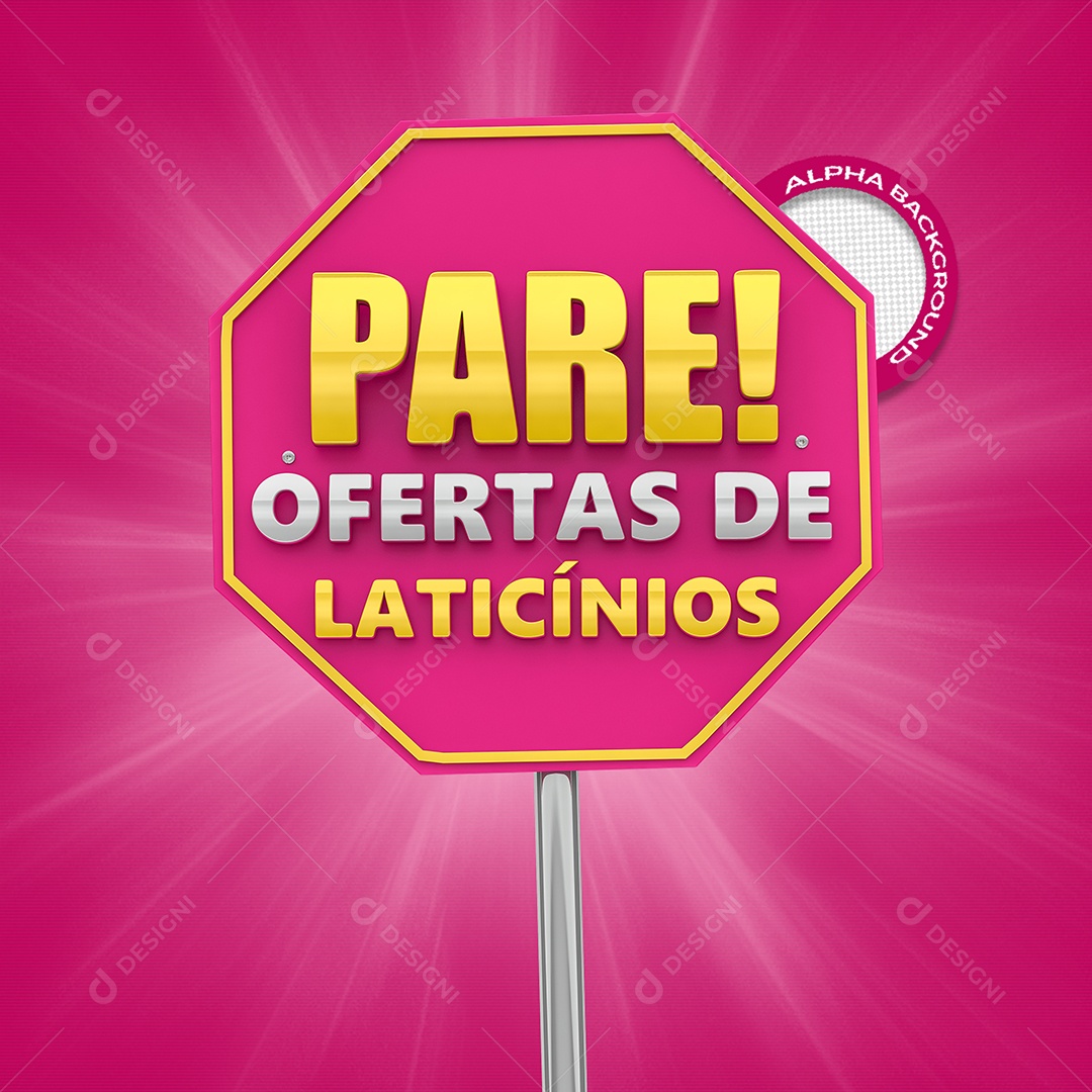 Selo 3D Rosa Pare Ofertas de Laticínios PSD