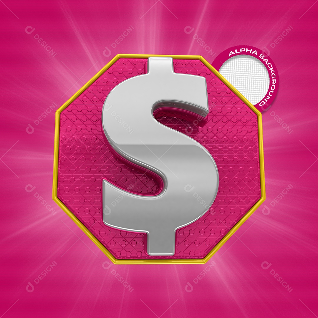 Símbolo de Cifrão Azul Forma Hexágono Azul PSD