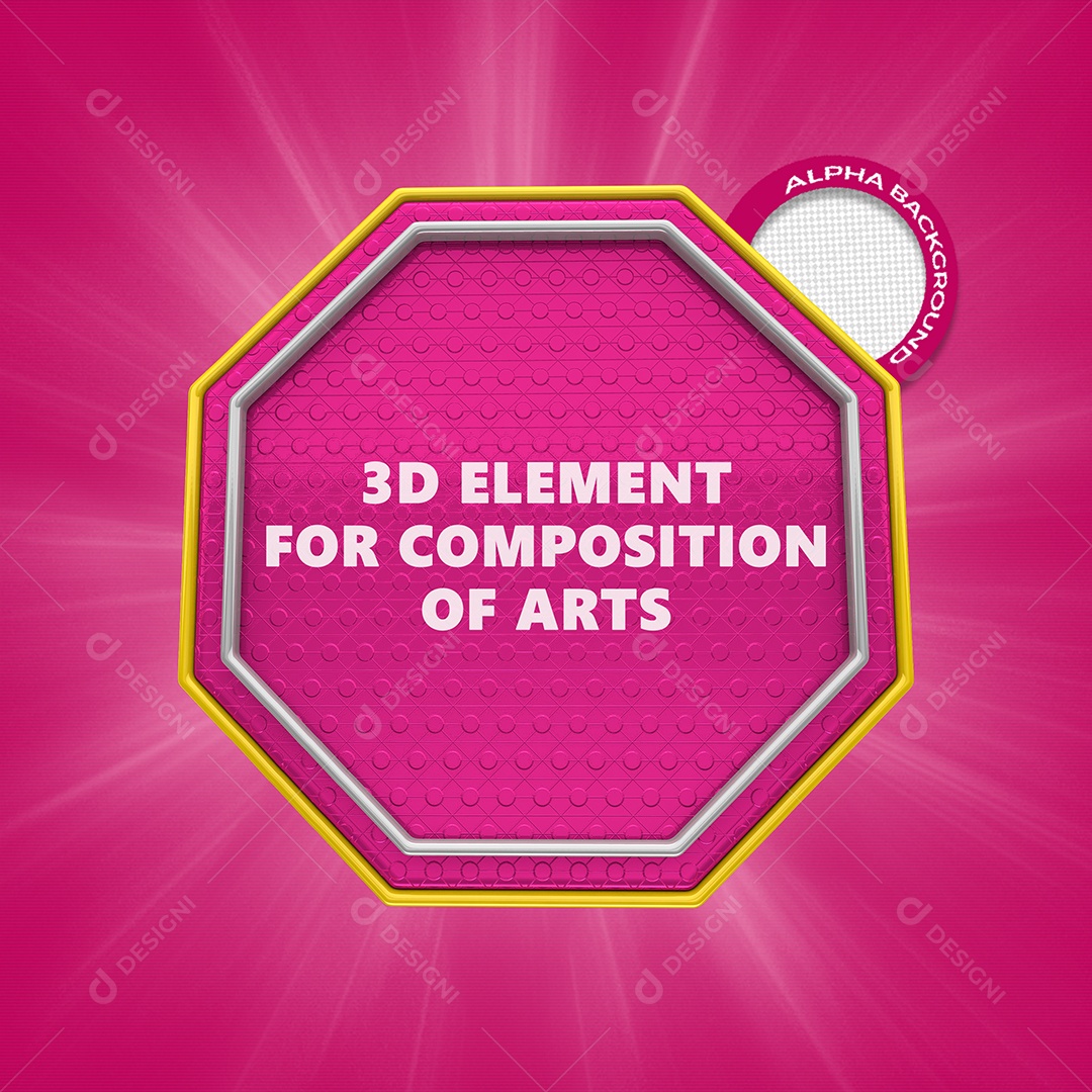 Elemento 3D Forma Hexagono Rosa Para Composição de Texto PSD