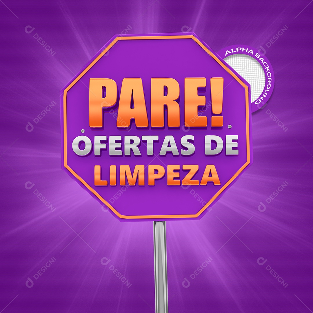Selo 3D Pare Ofertas de Limpeza PSD