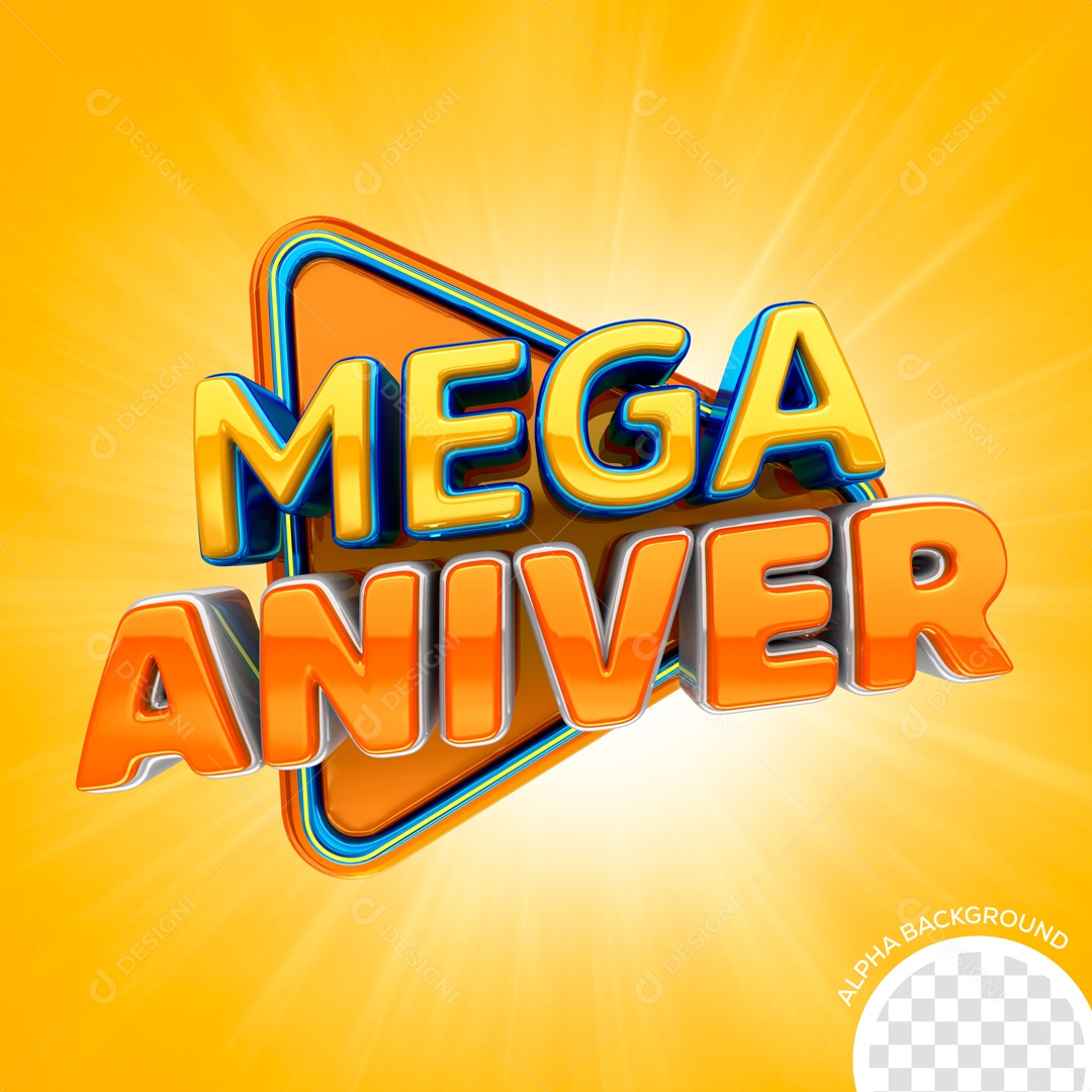 Selo 3D Para Composição Mega Aniver PSD
