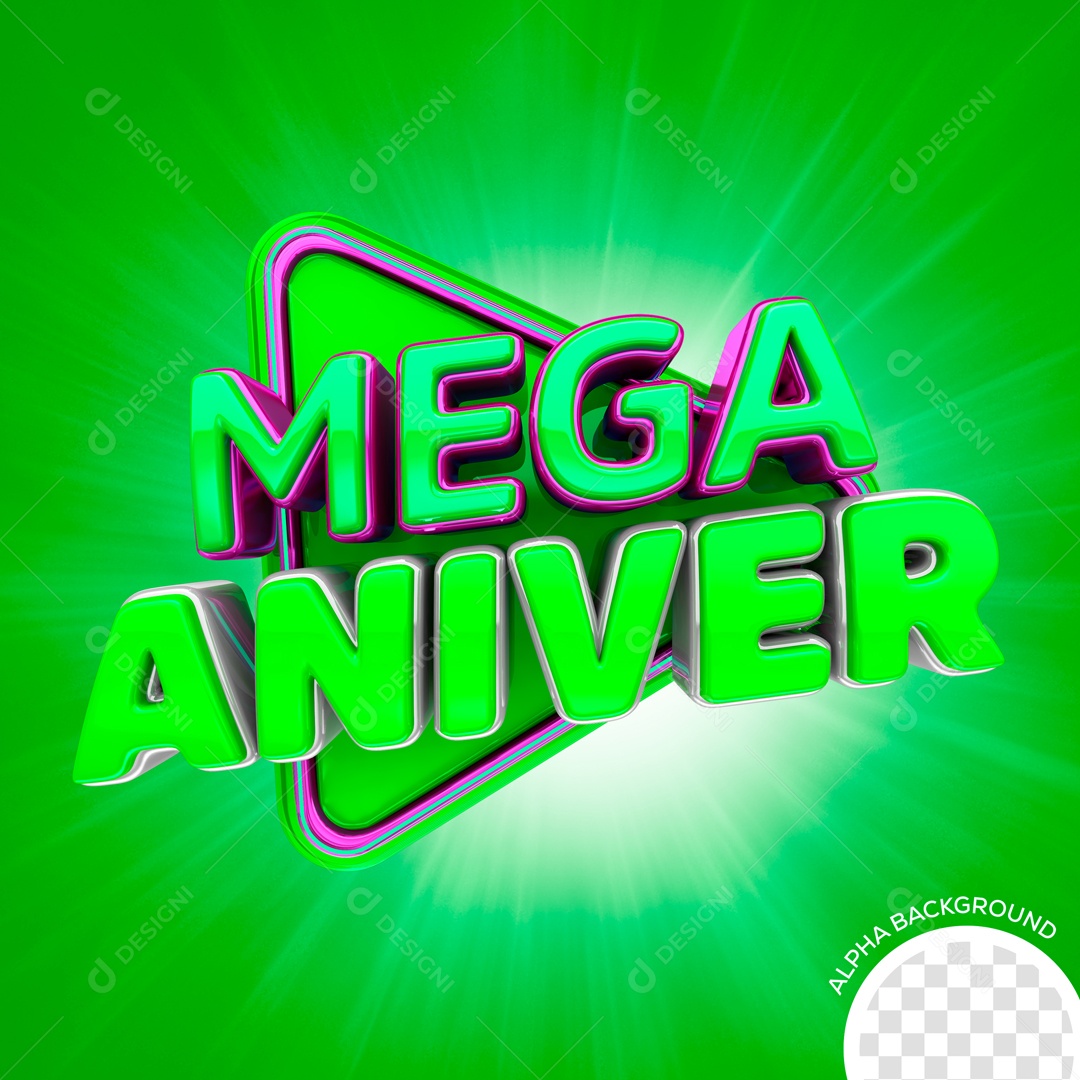 Selo 3D Para Composição Mega Aniver PSD