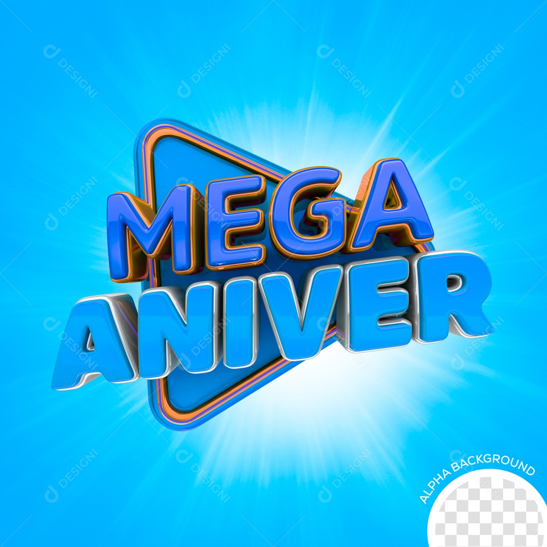 Selo 3D Para Composição Mega Aniver PSD