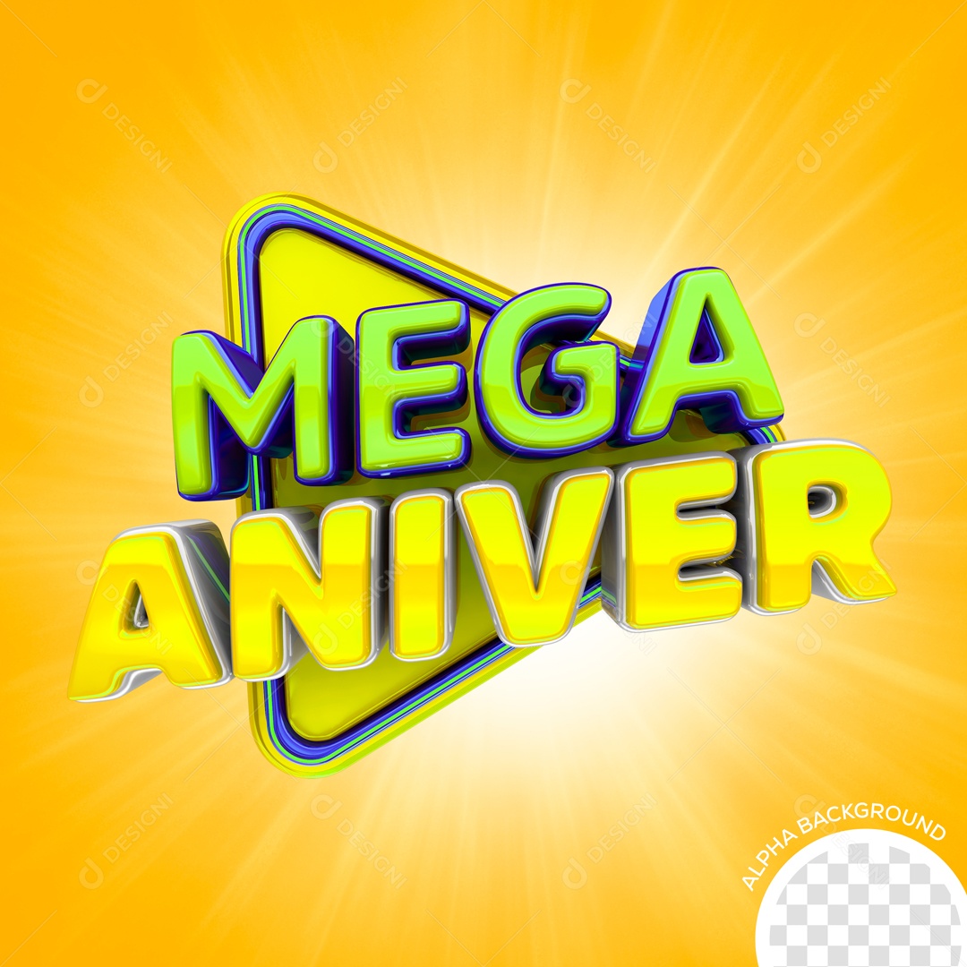 Selo 3D Para Composição Mega Aniver PSD