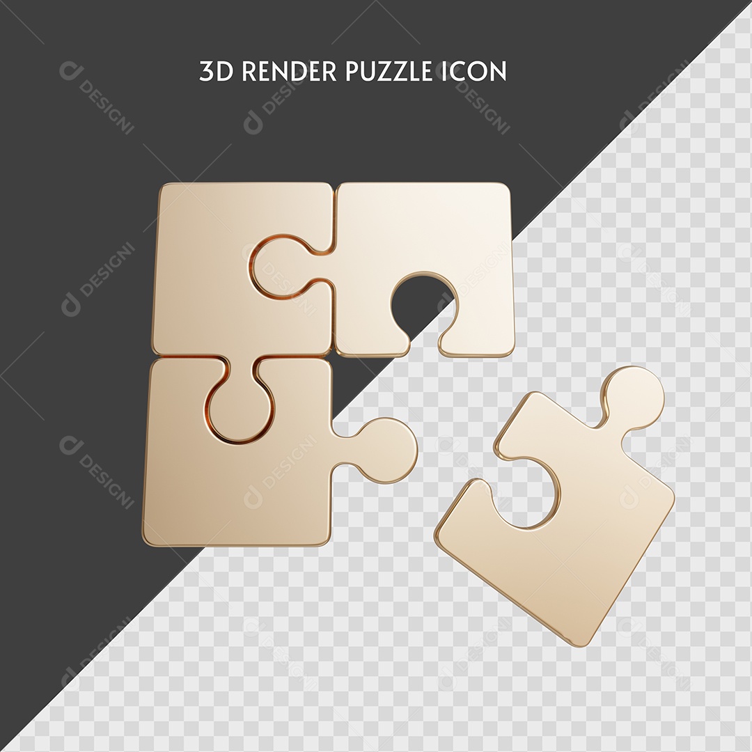 Quebra Cabeça Elemento 3D para Composição PSD