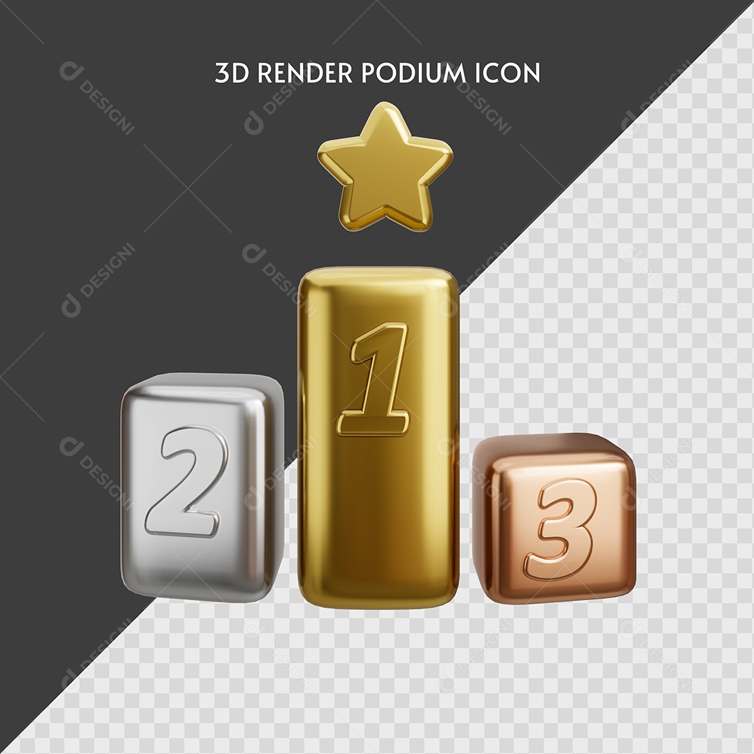 Pódio de Vencedor Elemento 3D para Composição PSD