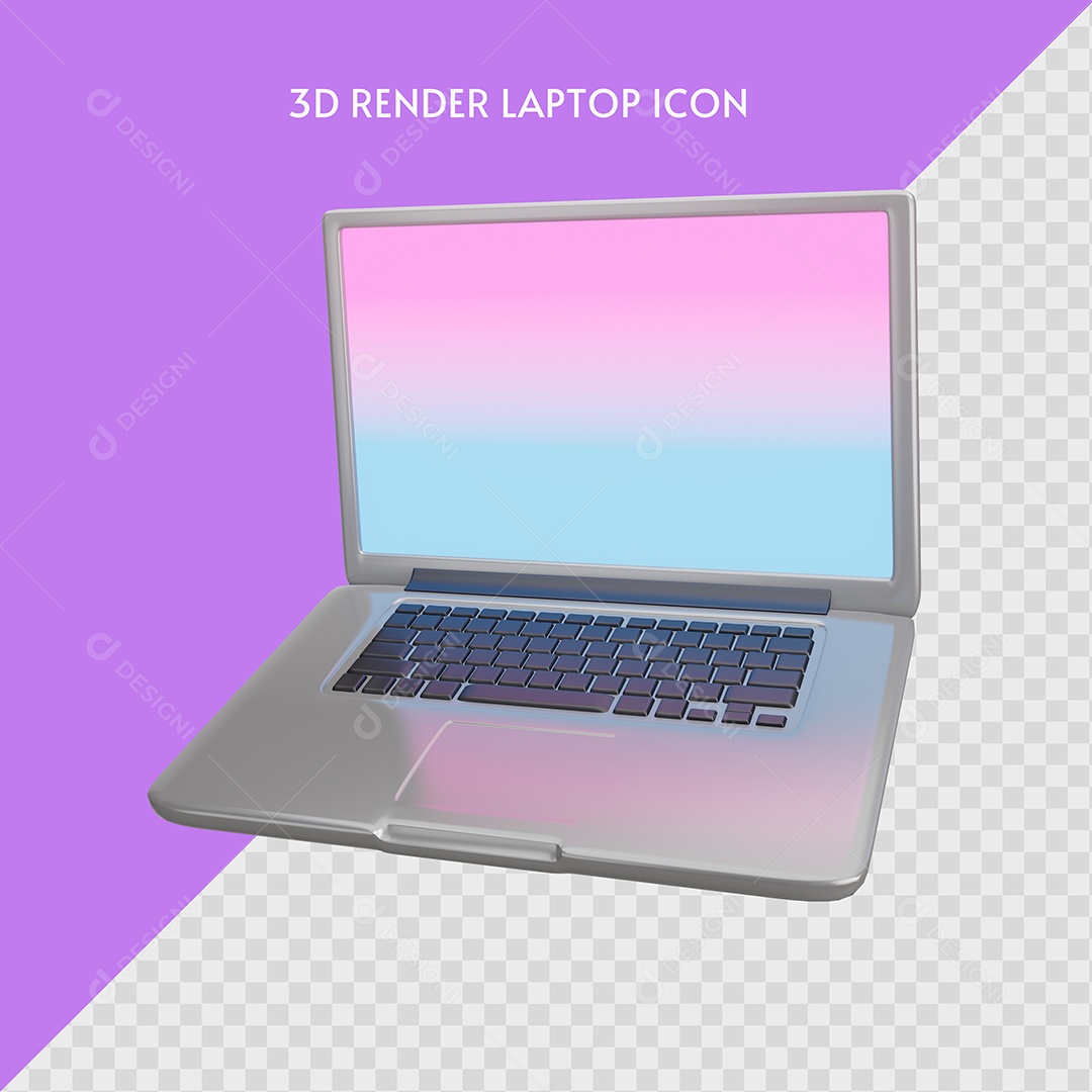 Laptop Ilustração 3D para Composição PSD