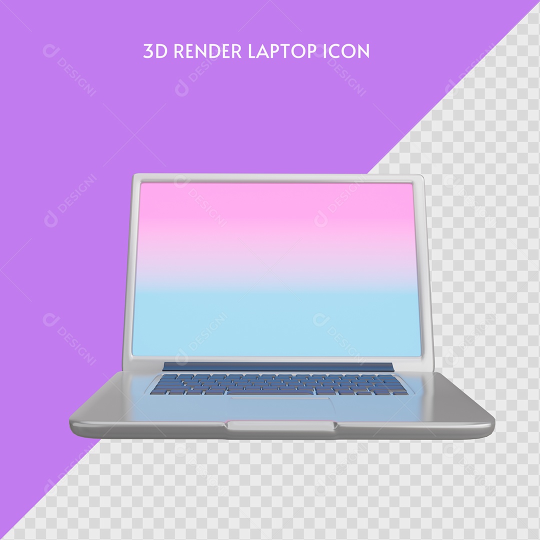 Laptop Ilustração 3D para Composição PSD
