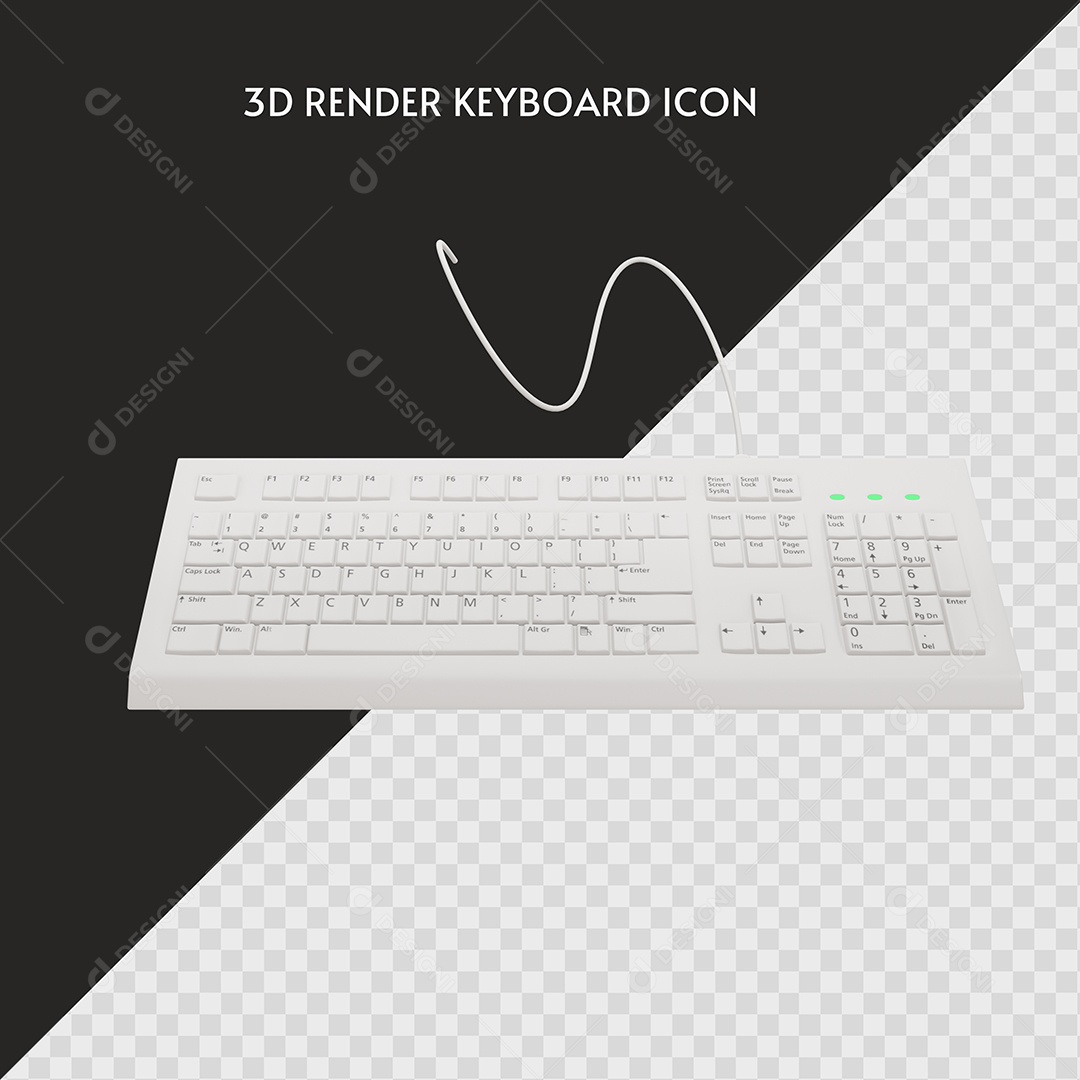 Teclado Branco Ícone 3D para Composição PSD