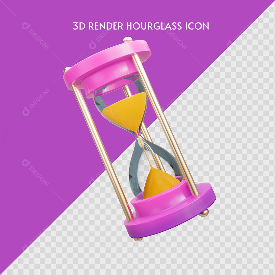 Ampulheta Roxo Ilustração 3D para Composição PSD
