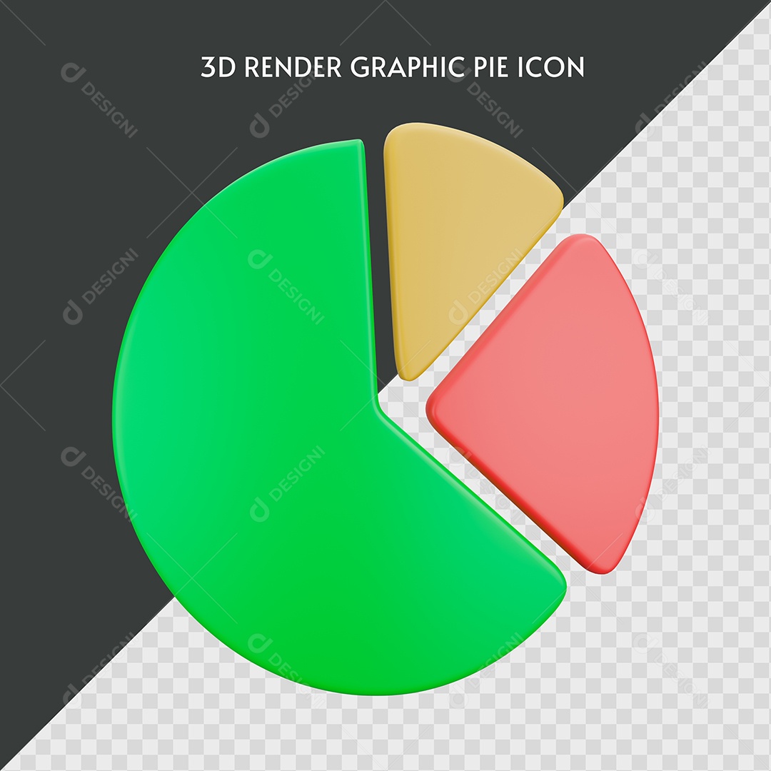 Ícone 3D Gráfico de Pizza Colorido PSD