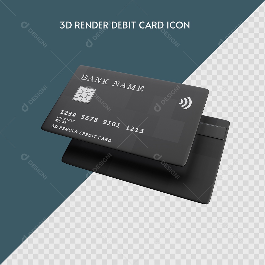 Cartão de Crédito Preto Ilustração 3D PSD