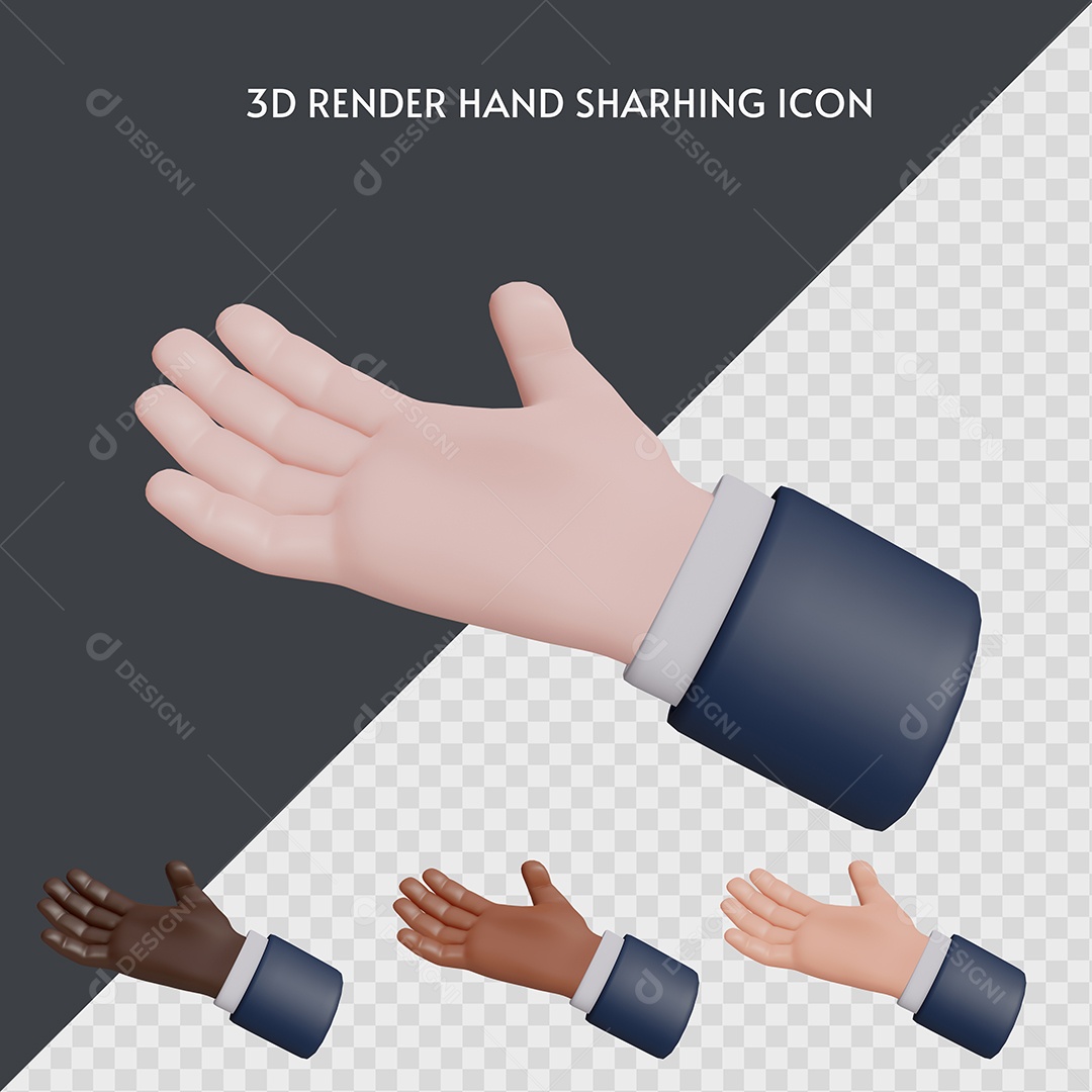 Open Hands 3D Illustration for Compositing PSD