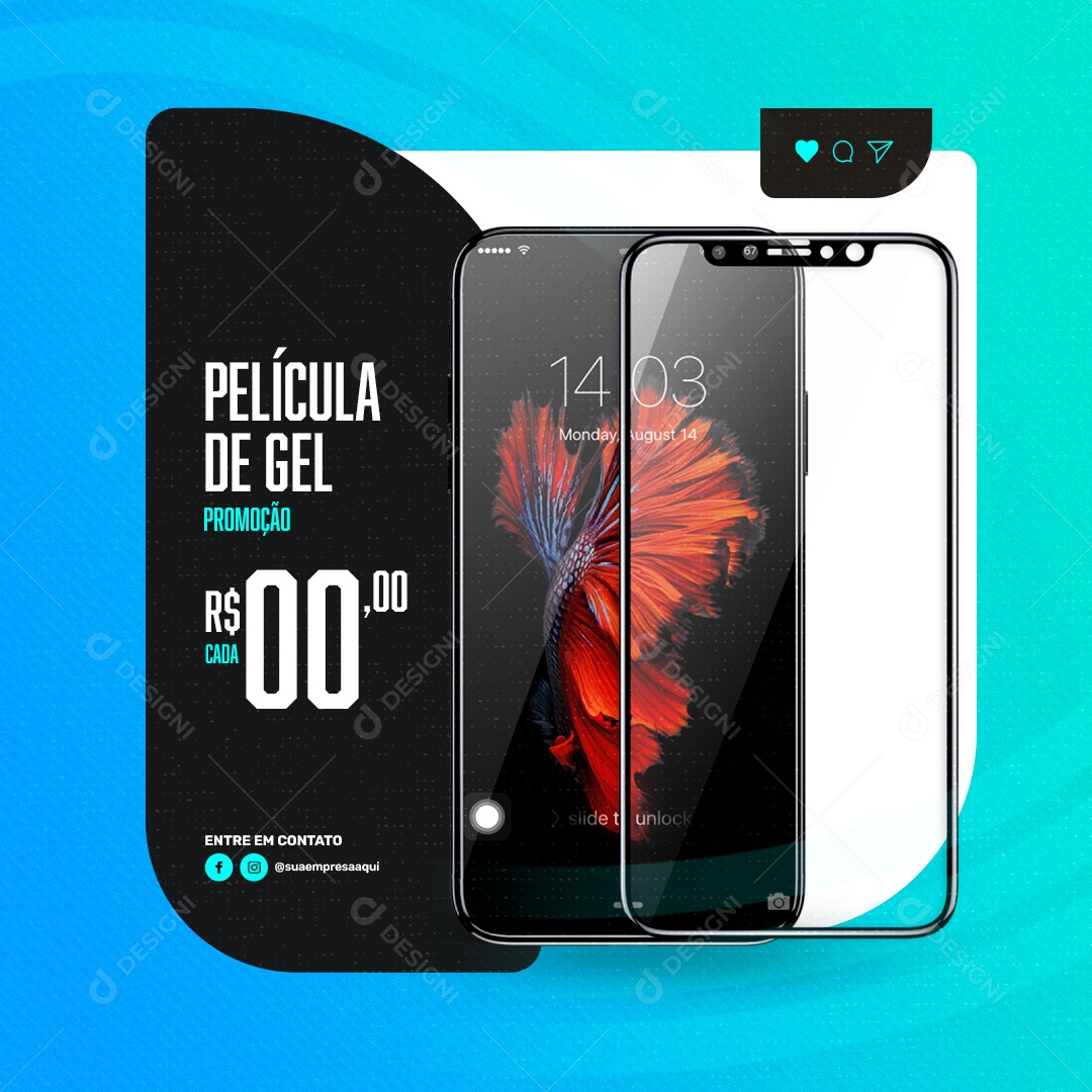 Social Media Loja de Celulares Promoção Película em Gel PSD Editável