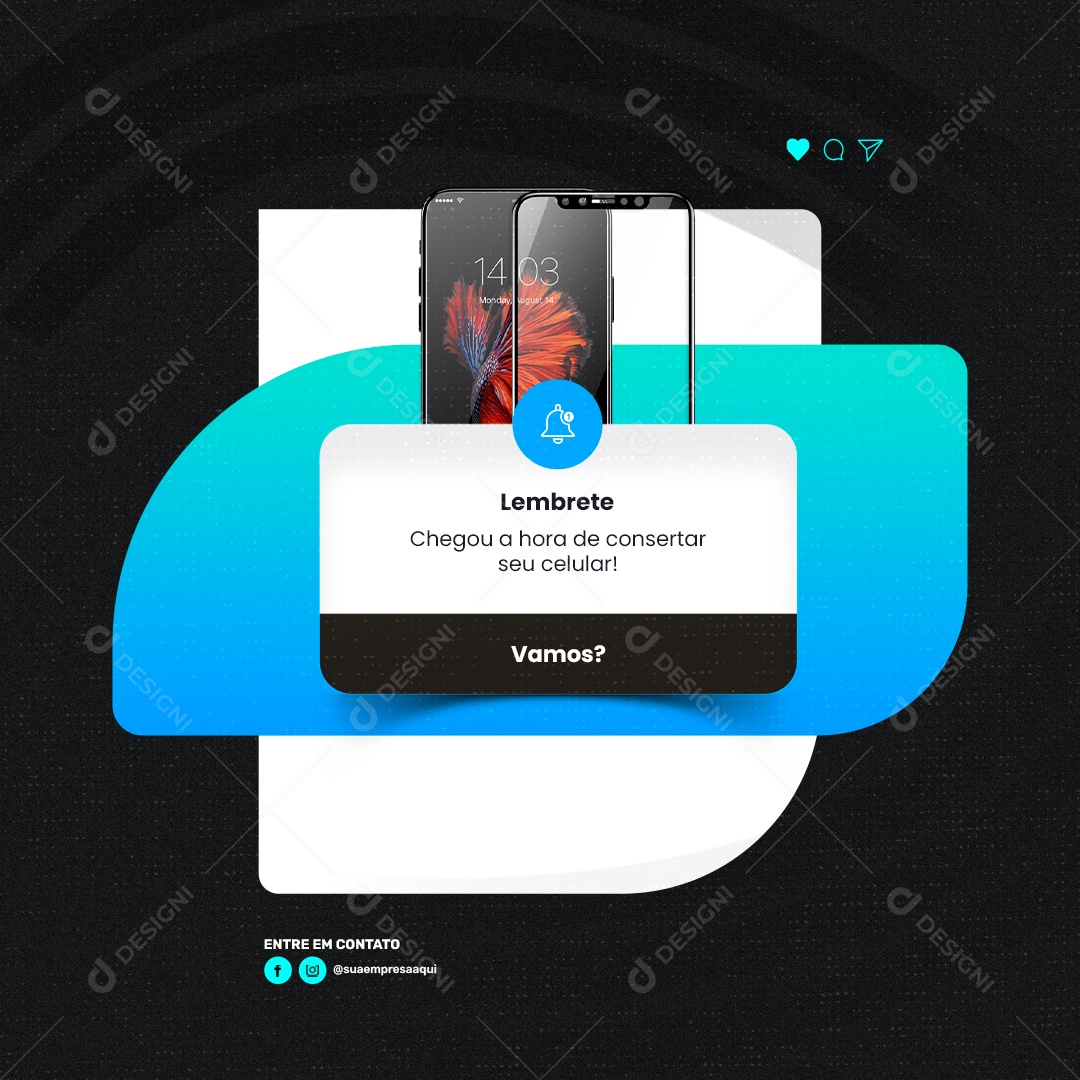 Social Media Lembrete Assistência Técnica Em Celulares PSD Editável