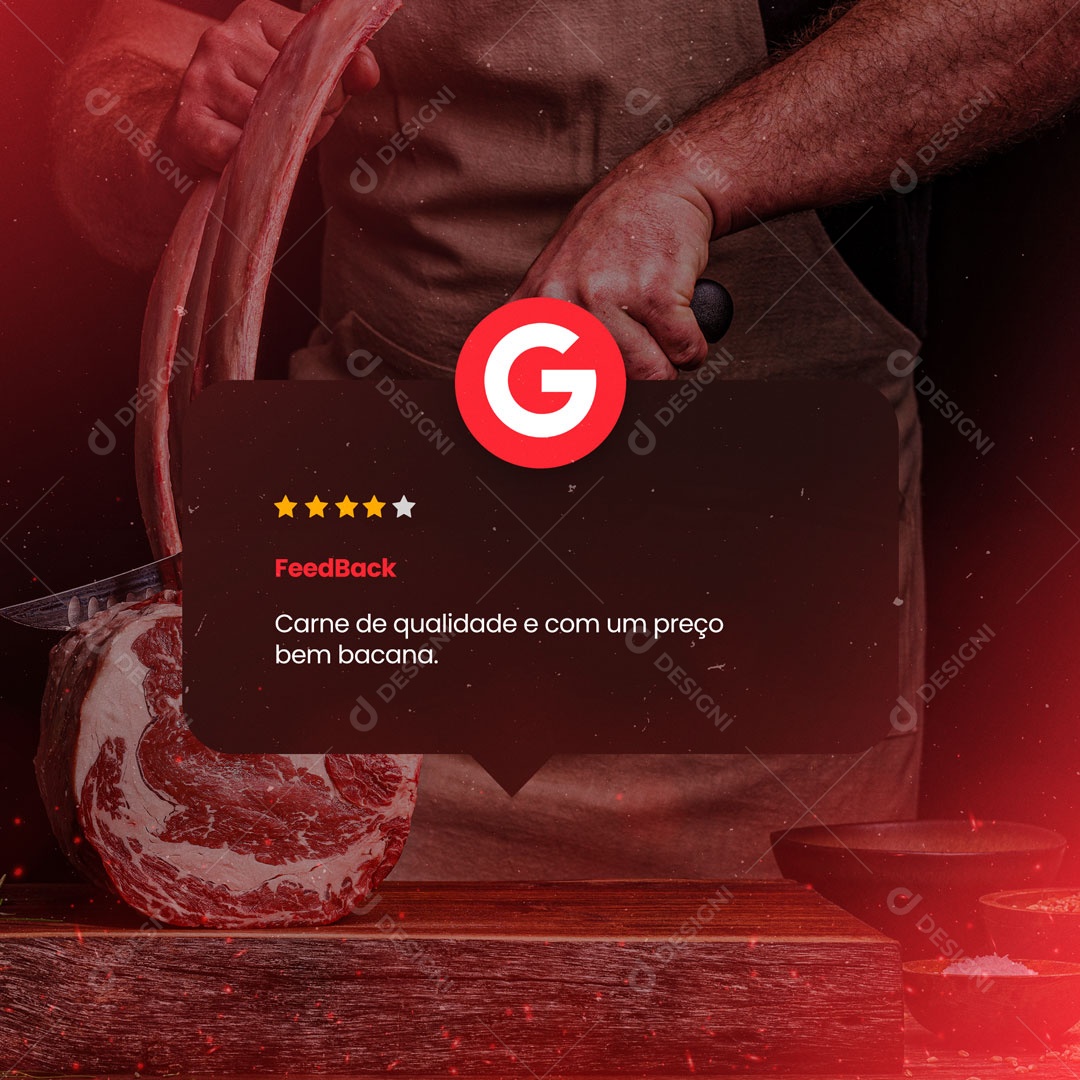 Social Media Feedback Carne de Qualidade e com um Preço bem Bacana PSD editável