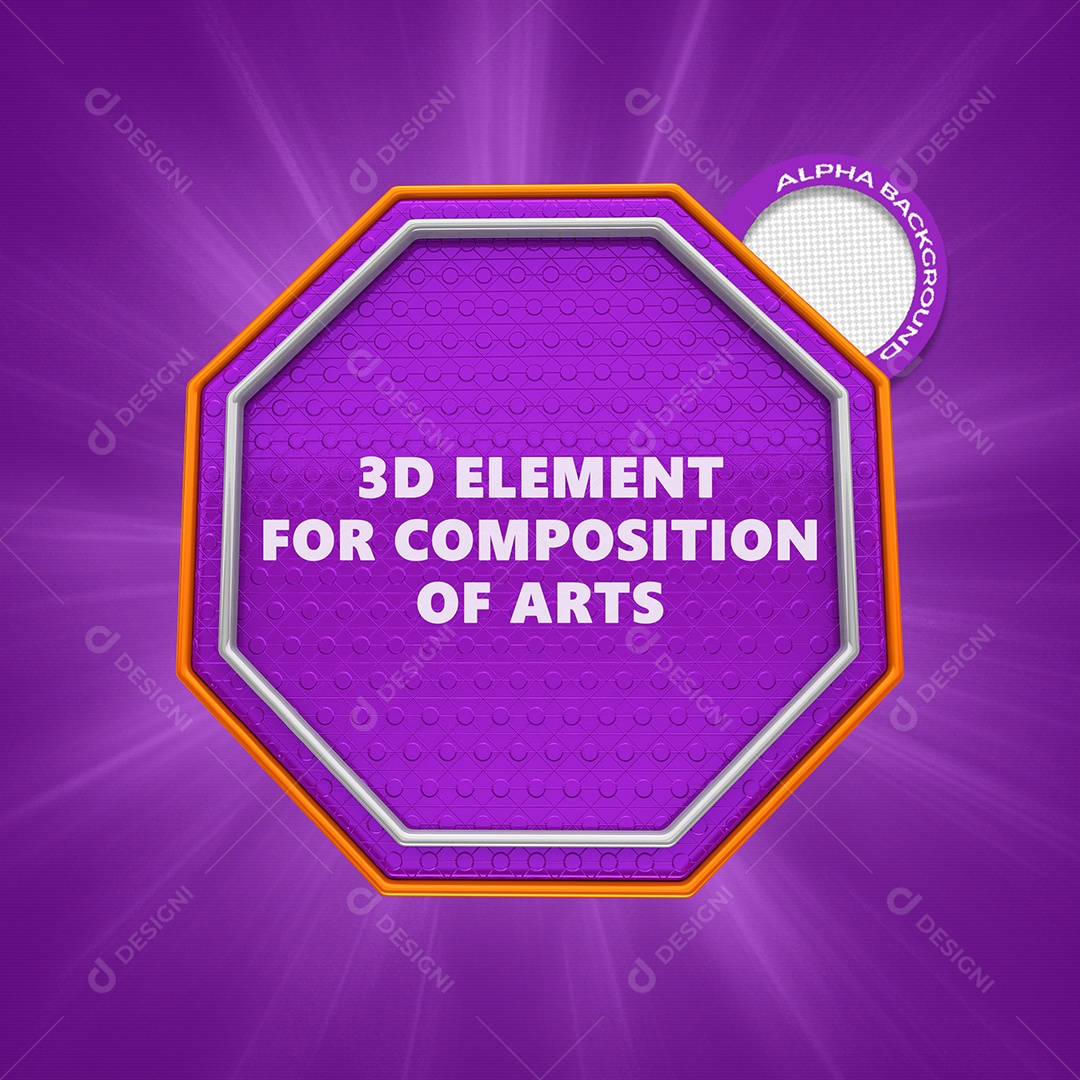 Elemento 3D Forma Hexagono Roxo Para Composição de Texto PSD
