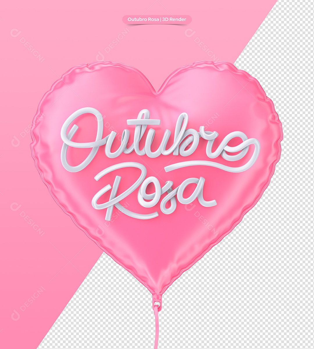 Outubro Rosa Selo 3D Rosa para Composição PSD