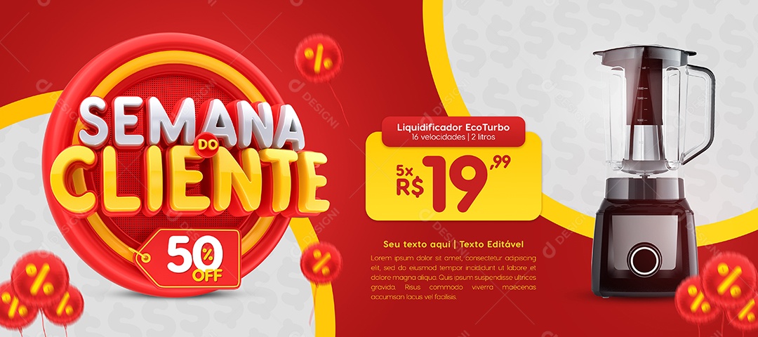 Banner Semana do Cliente Eletrodomésticos Social Media PSD Editável