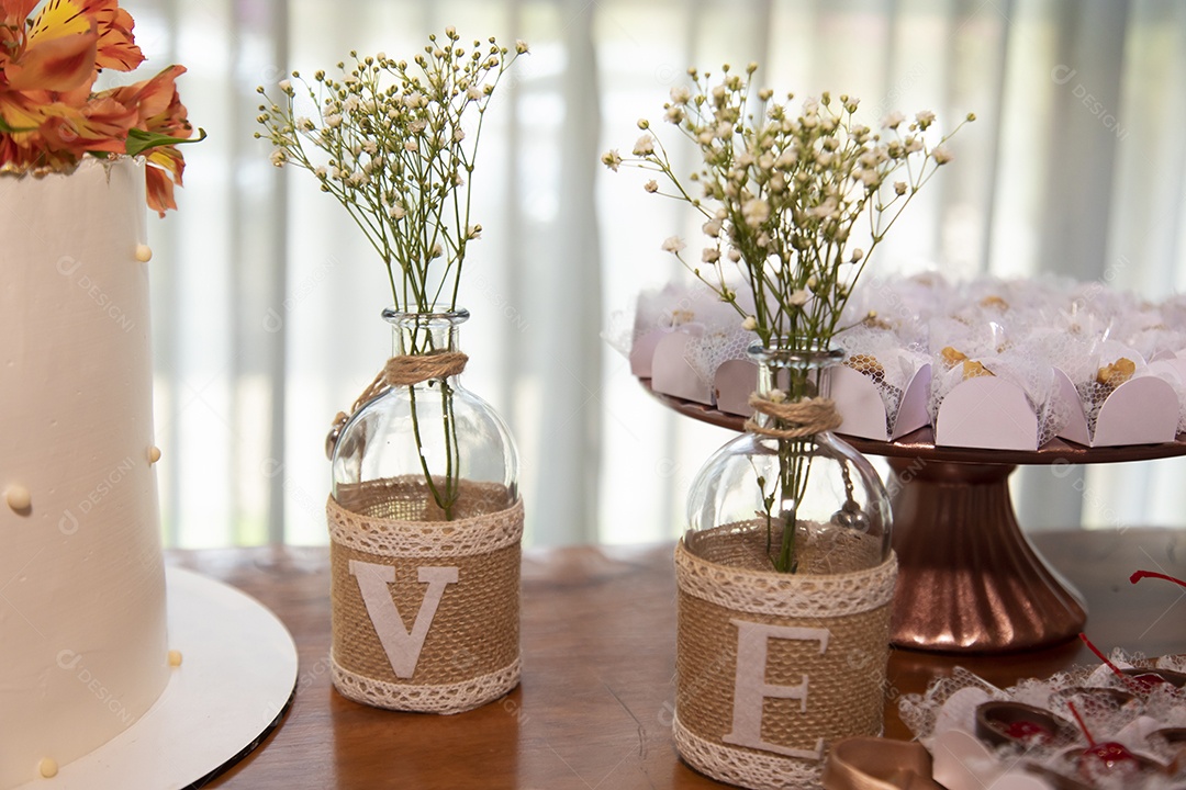 Decorações de casamento em mesa