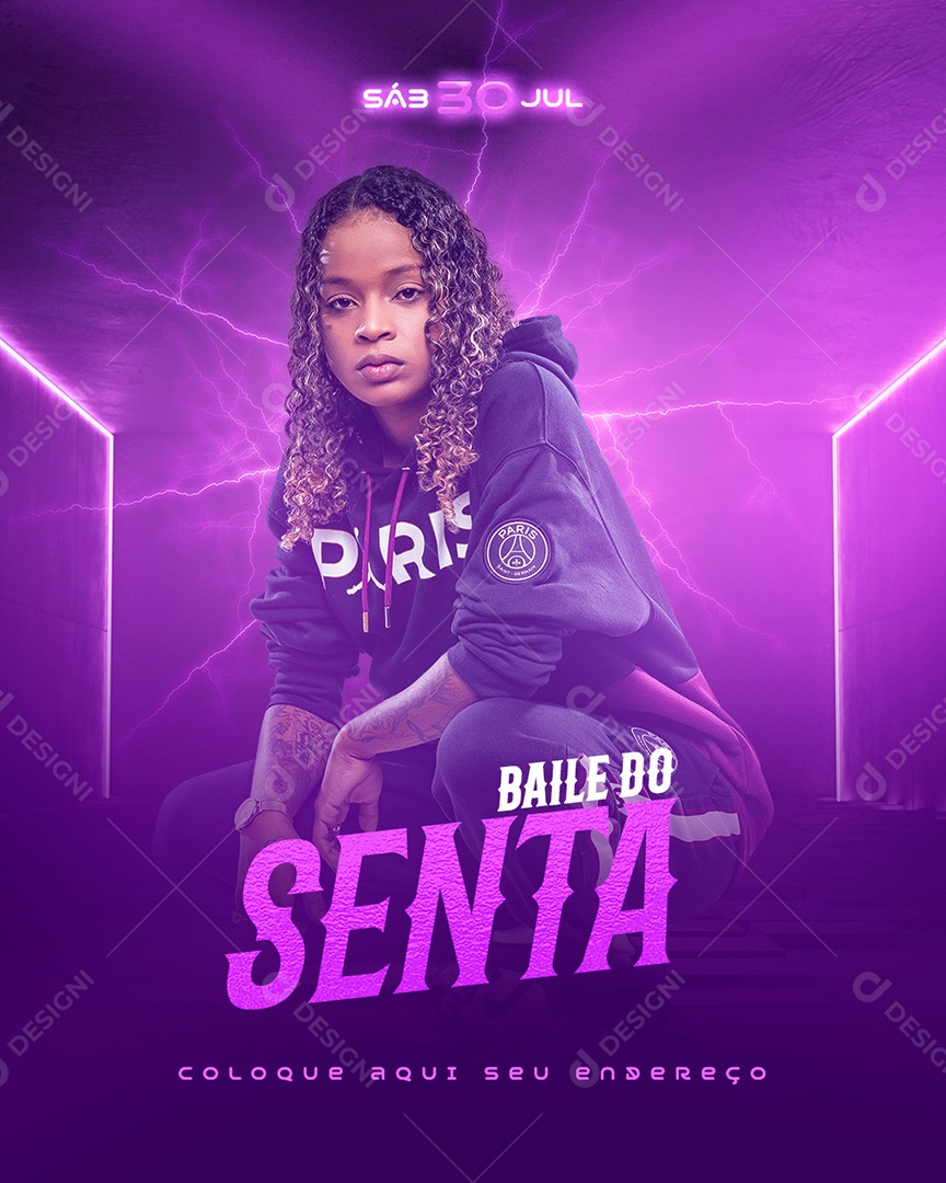 Social Media Flyer Funk Baile do Senta Mc Drick PSD Editável