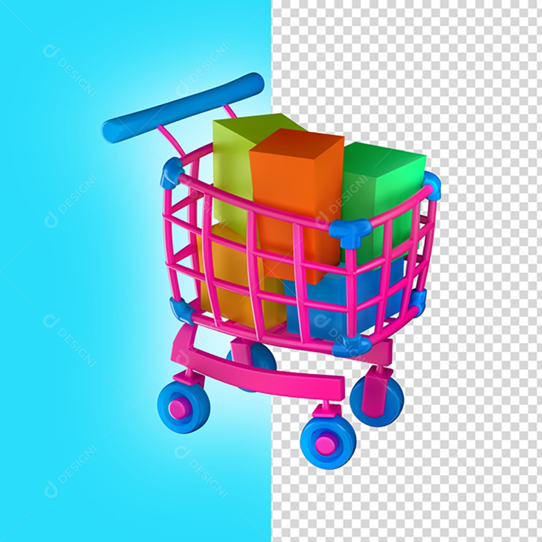 Carrinho de compra 3D PNG Transparente Sem Fundo