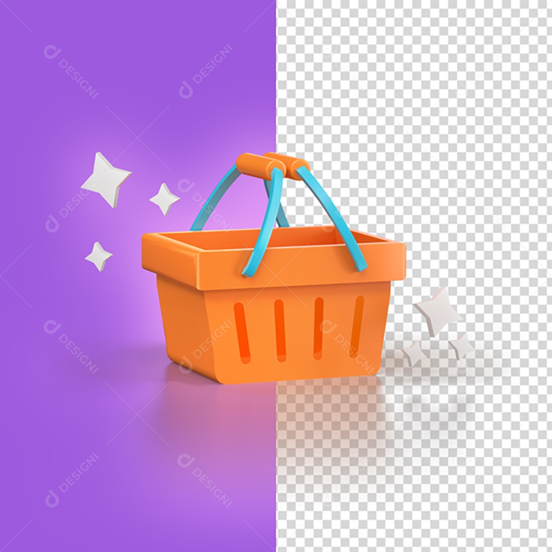 Cesta de compras 3D PNG Transparente Sem Fundo