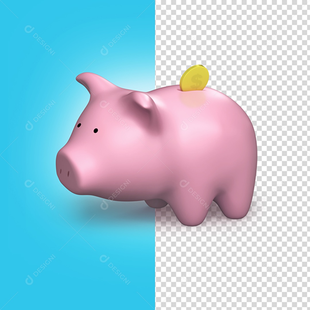 Cofre Porco Dinheiro 3D PNG Transparente Sem Fundo