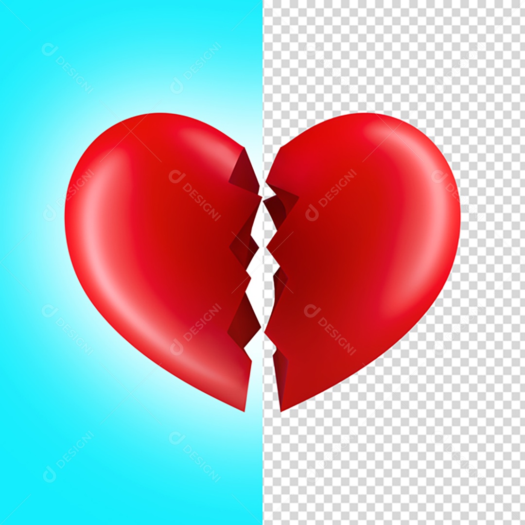 Coração Quebrado 3D PNG Transparente Sem Fundo