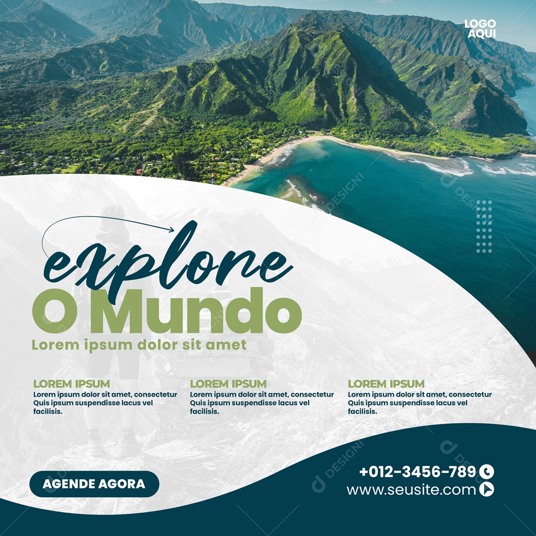Explore o Mundo Viaje Com A Gente Social Media PSD Editável